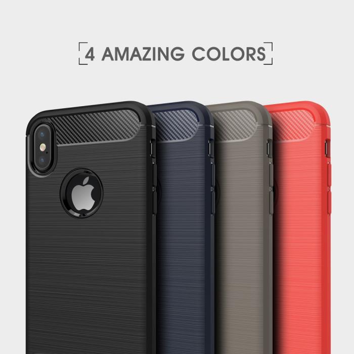 OEM - Carbon Fiber Brushed Mobilskal till iPhone XS / X - Röd