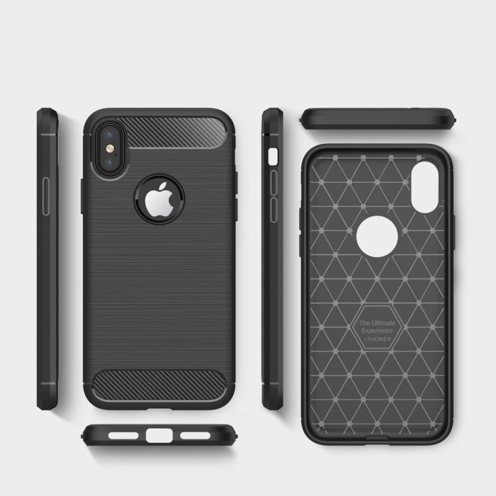 OEM - Carbon Fiber Brushed Mobilskal till iPhone XS / X - Röd