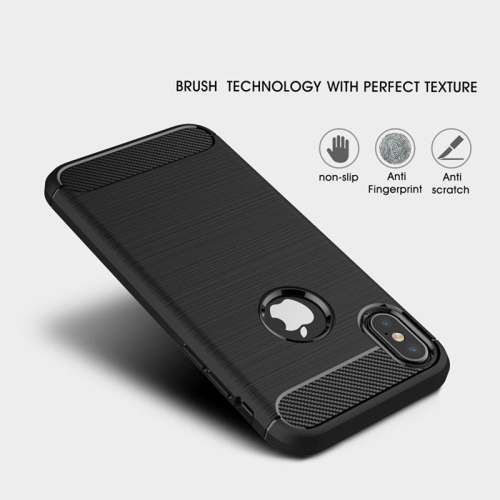 OEM - Carbon Fiber Brushed Mobilskal till iPhone XS / X - Röd