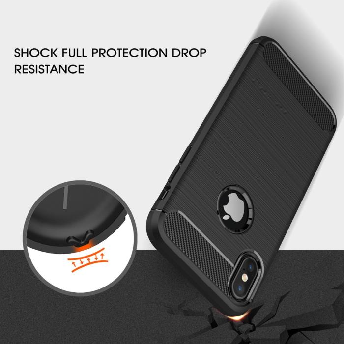 OEM - Carbon Fiber Brushed Mobilskal till iPhone XS / X - Röd