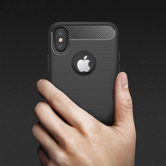 OEM - Carbon Fiber Brushed Mobilskal till iPhone XS / X - Röd