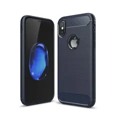 OEM - Carbon Fiber Brushed Mobilskal till iPhone XS / X - Blå