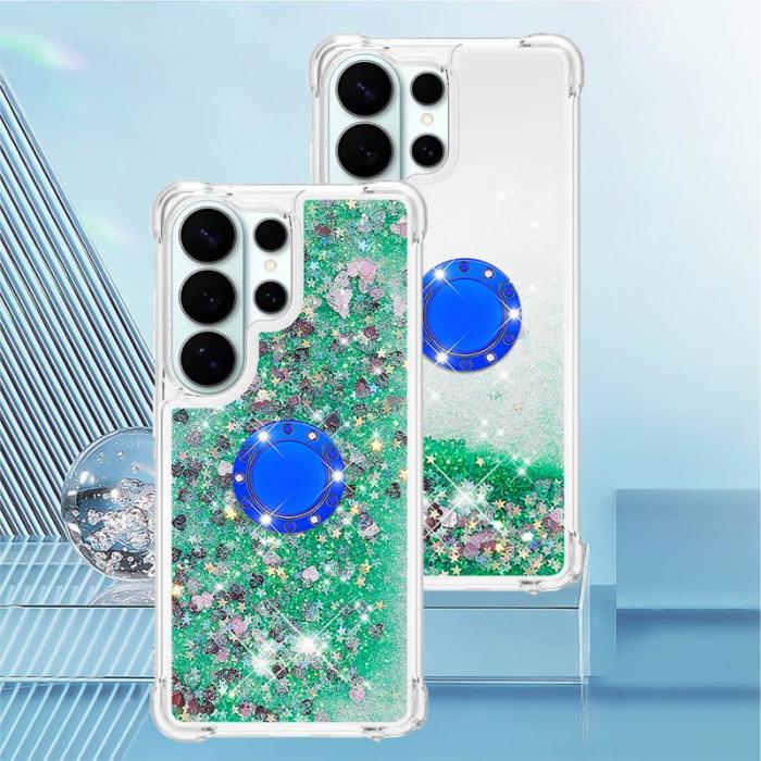 OEM - Mobilskal till Samsung Galaxy S26 Ultra TPU Stöd - Grön / Hjärtan