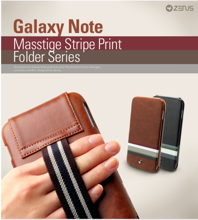 UTGATT4 - Zenus Masstige Stripe Print fodral till Samsung Galaxy Note - Khaki
