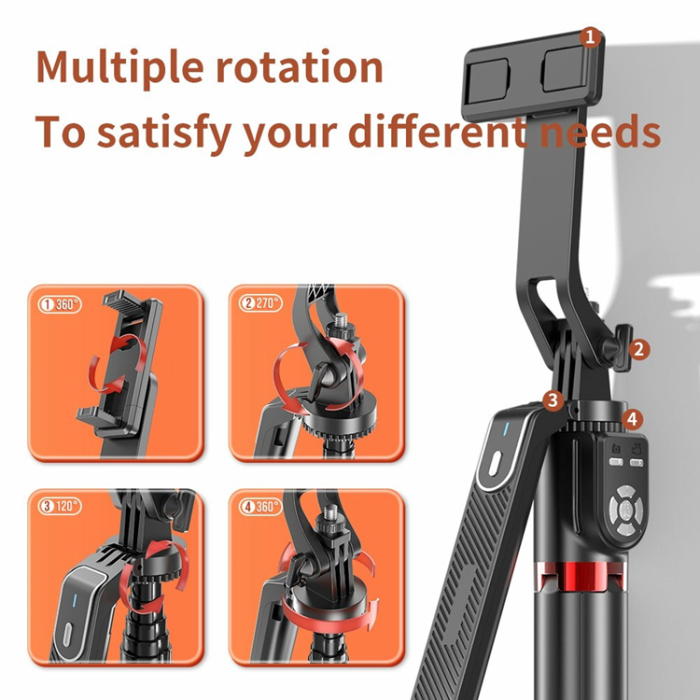 OEM - Dubbel Fjärrkontroll Selfiestick Bluetooth Anti-skakning Gimbal P325