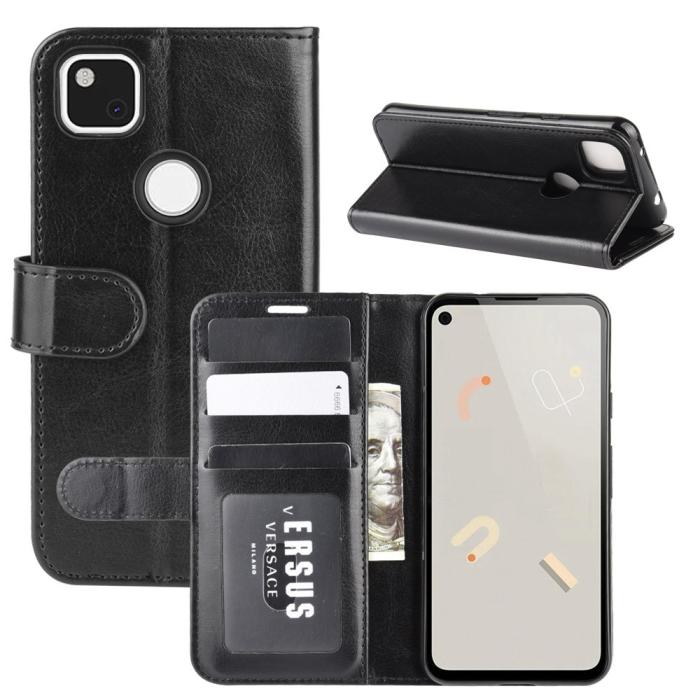OEM - Leather plånboksfodral till Google Pixel 4A - Svart