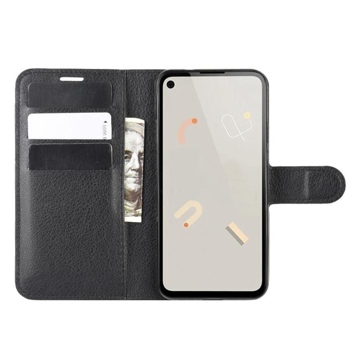 OEM - Litchi Leather plånboksfodral till Google Pixel 4A - Svart