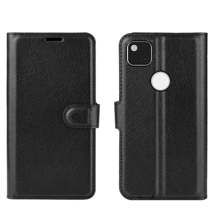 OEM - Litchi Leather plånboksfodral till Google Pixel 4A - Svart