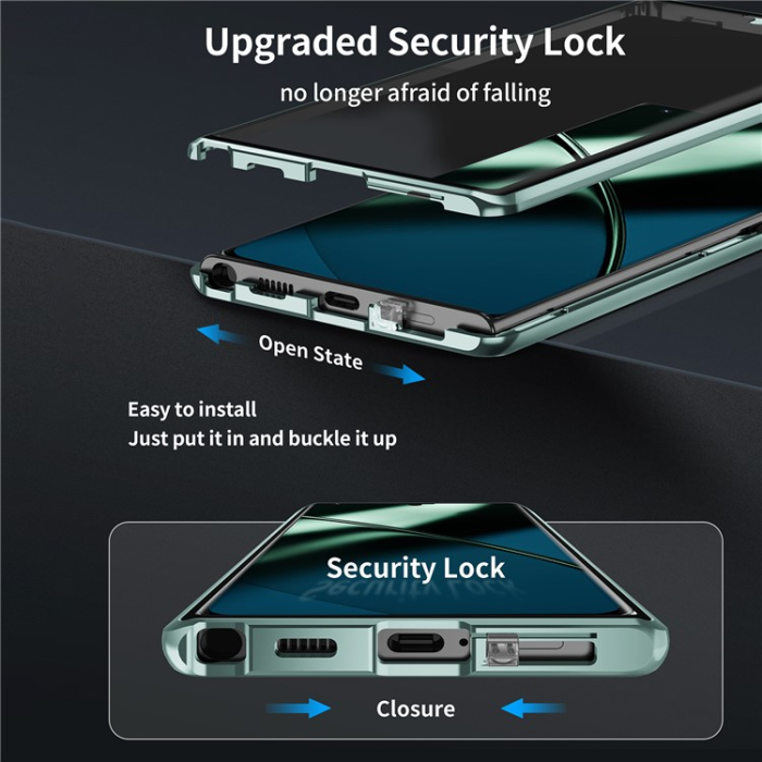 A-One Brand - OnePlus 11 5G Mobilskal Magnetic Metal Frame - Grön