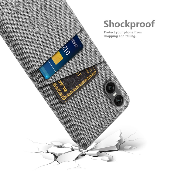 A-One Brand - Sony Xperia 10 VII Mobilskal med Dual Kortfack Tyg + PC - Ljusgrå