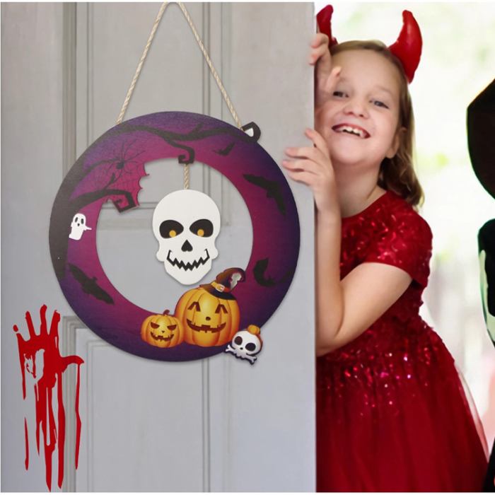 OEM - Halloween Hängande Pumpa Fladdermus Spöke Trä - Skull