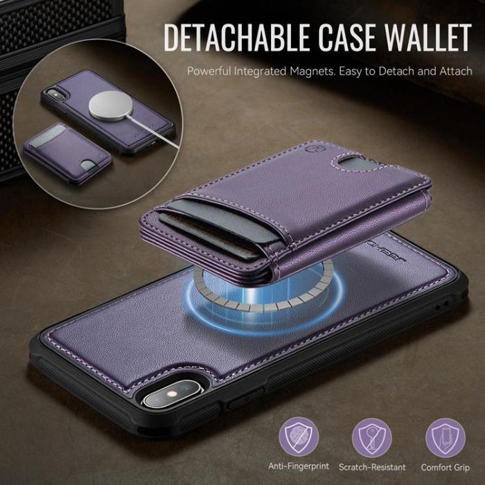 OEM - JEEHOOD iPhone X/XS Skal KonstLäder MagSafe - Lila