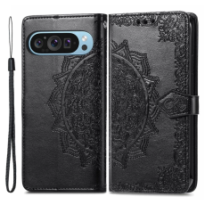 A-One Brand - Google Pixel 10/10 Pro Plånboksfodral Mandala Flower - Svart