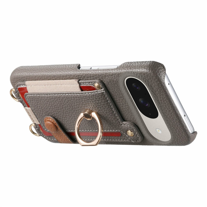 A-One Brand - Google Pixel 10/10 Pro Mobilskal med Korthållare Ring Kickstand - Grå