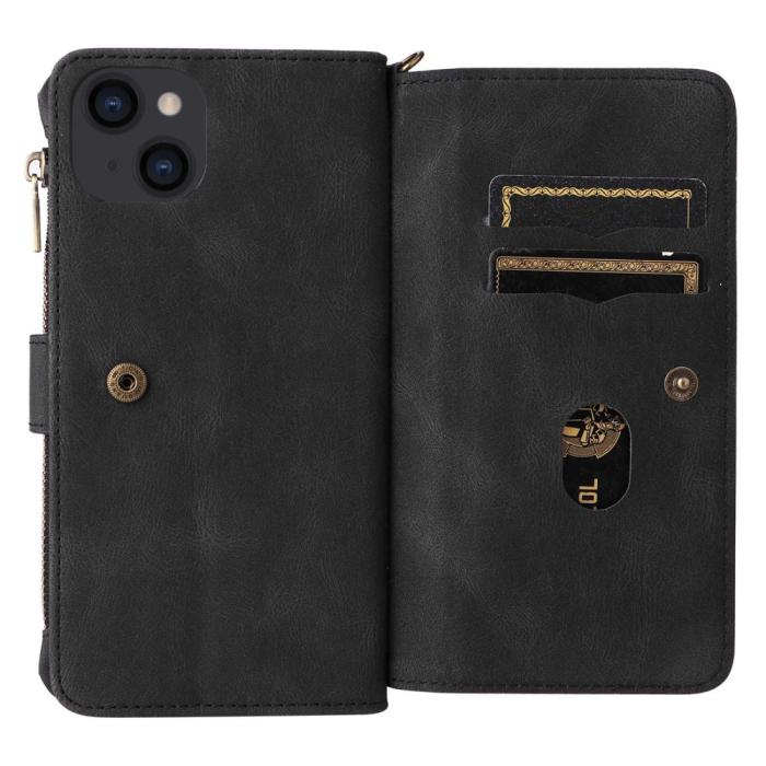 A-One Brand - iPhone 14 Plånboksfodral KT Zipper - Svart