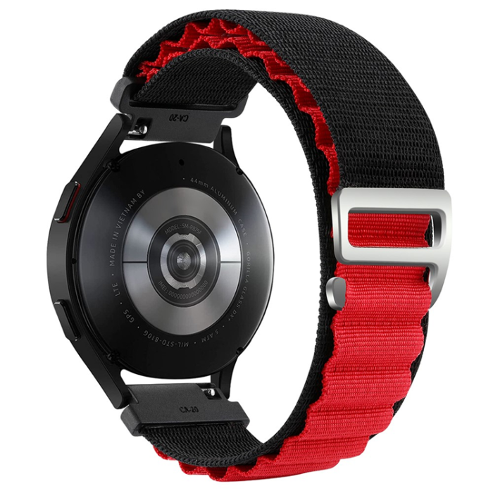 KALEBOL - Kalebol Galaxy Watch 6/6 Classic Armband Nylon - Svart/Röd