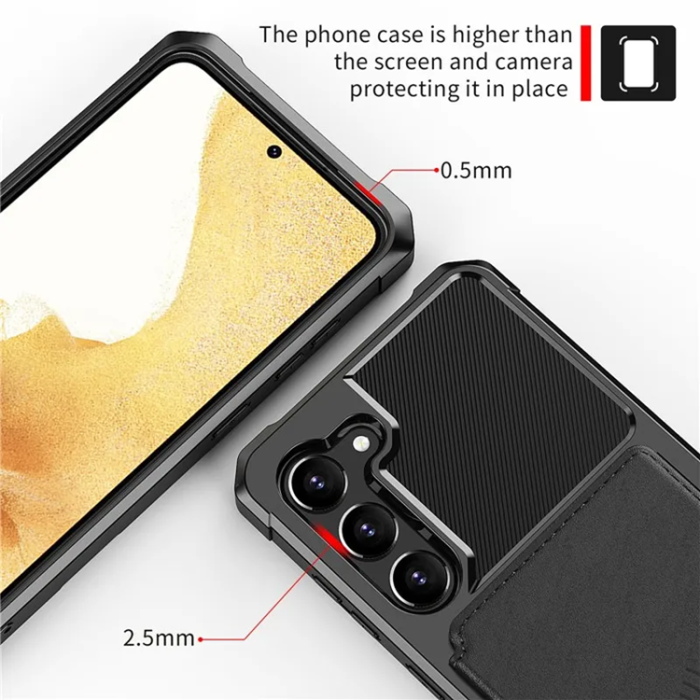 UTGATT - Galaxy S23 Plus Mobilskal Korthållare ZM03 PU-Läder - Svart