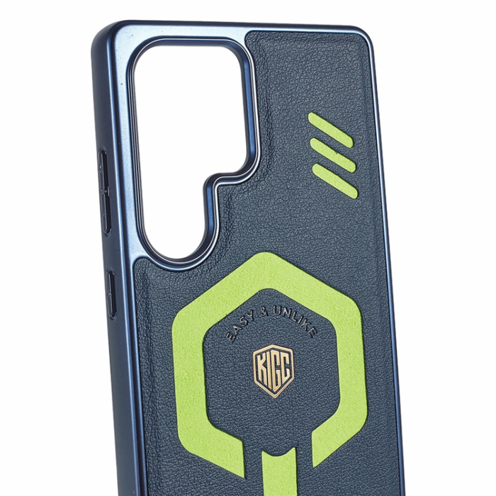 KIGC - KIGC Galaxy S25 Ultra Mobilskal MagSafe PC+TPU Läder - Blå