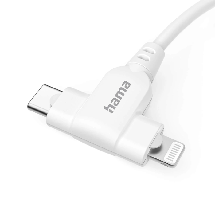 Hama - Hama USB-C Till USB-C eller Lightning 1.5m Kabel - Vit