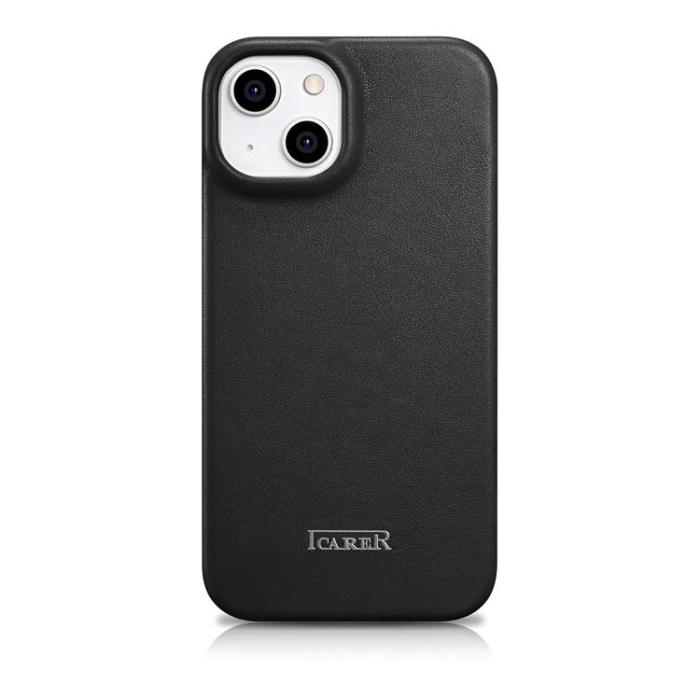 ICARER - iCarer iPhone 14 Plus Plånboksfodral Magsafe CE Läder - Svart