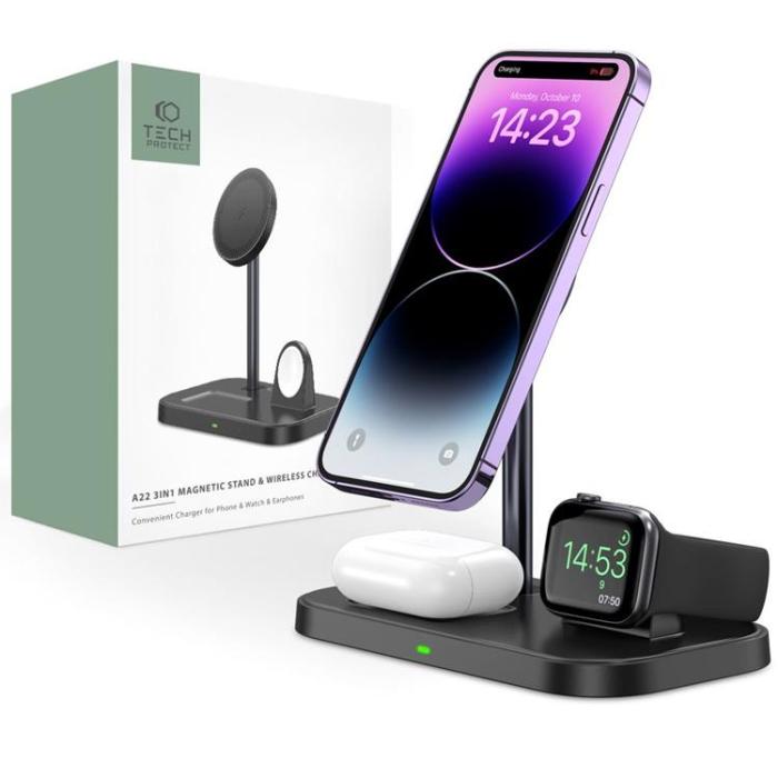 Tech-Protect - Tech-Protect 3-in-1 Trådlös Laddare Magsafe iPhone, Apple Watch, AirPods