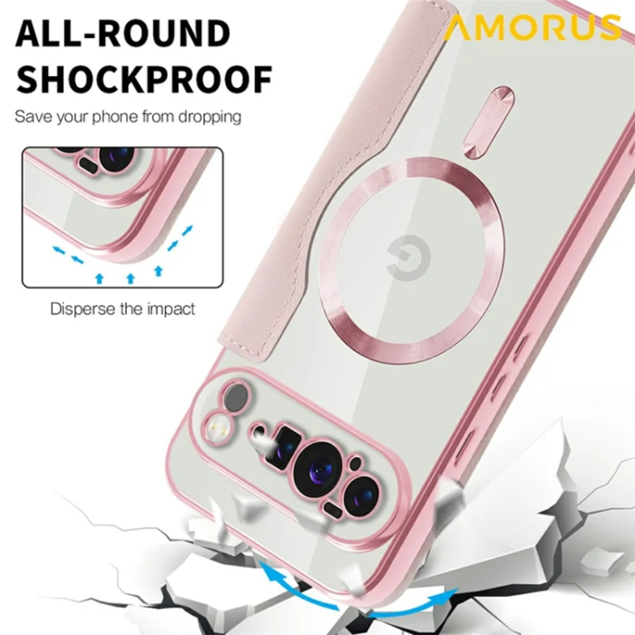 AMORUS - AMORUS Google Pixel 10 Pro XL Plånboksfodral Magsafe RFID - Rosa