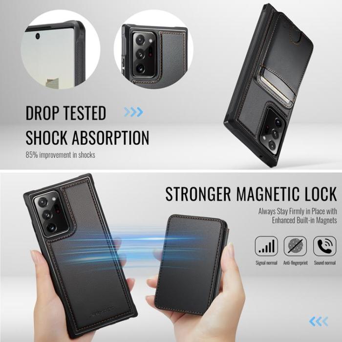 OEM - JEEHOOD Samsung Galaxy Note20 Ultra Fodral KonstLäder - Svart