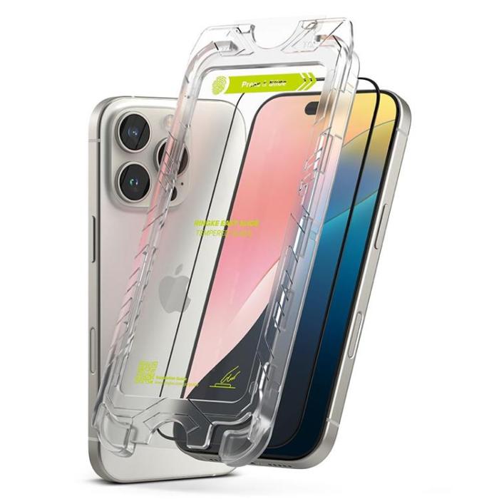 Ringke - [2-Pack] Ringke iPhone 16 Pro Max Härdat glas Skärmskydd Easy Slide - Svart