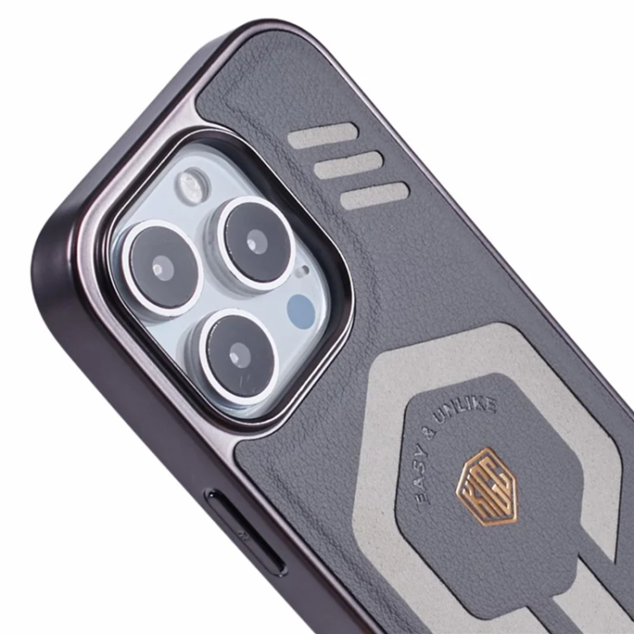 KIGC - KIGC iPhone 16 Pro Mobilskal Magsafe Läder - Grå
