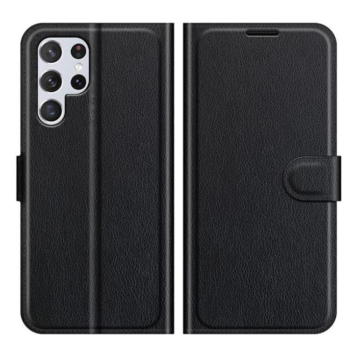 A-One Brand - Litchi Magnetic Fodral Galaxy S22 Ultra 5G - Svart