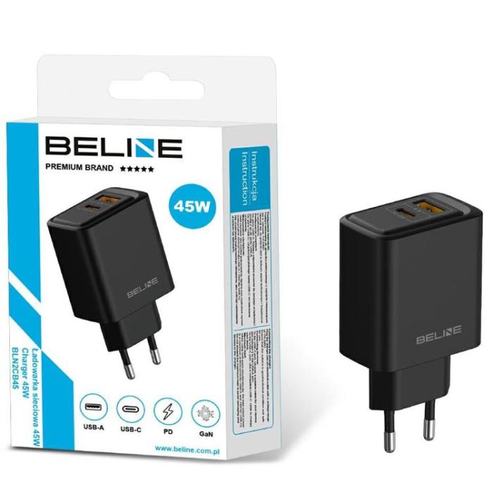 Beline - Beline Snabbladdare 45W 1xUSB-C 1xUSB-A - Svart