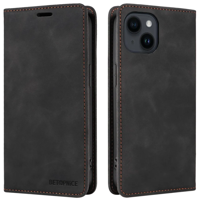 BETOPNICE - BETOPNICE iPhone 15 Plus Plånboksfodral Mjukt - Svart