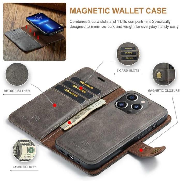 DG.MING - DG.MING iPhone 15 Pro Max Plånboksfodral Äkta Läder 2in1