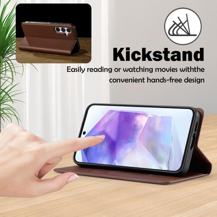 LC.imeeke - LC.IMEEKE Plånboksfodral för Samsung Galaxy S26 Konstläder Ställ - Brun
