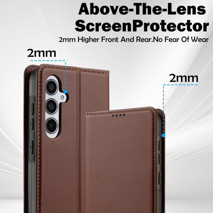 LC.imeeke - LC.IMEEKE Plånboksfodral för Samsung Galaxy S26 Konstläder Ställ - Brun
