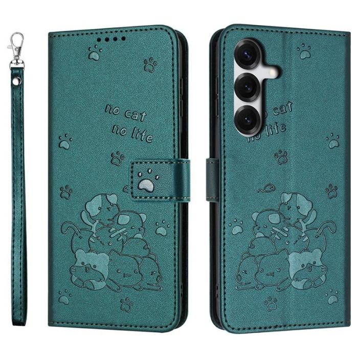 OEM - Plånboksfodral för Samsung Galaxy S26 Konstläder med rem - Mörkgrön