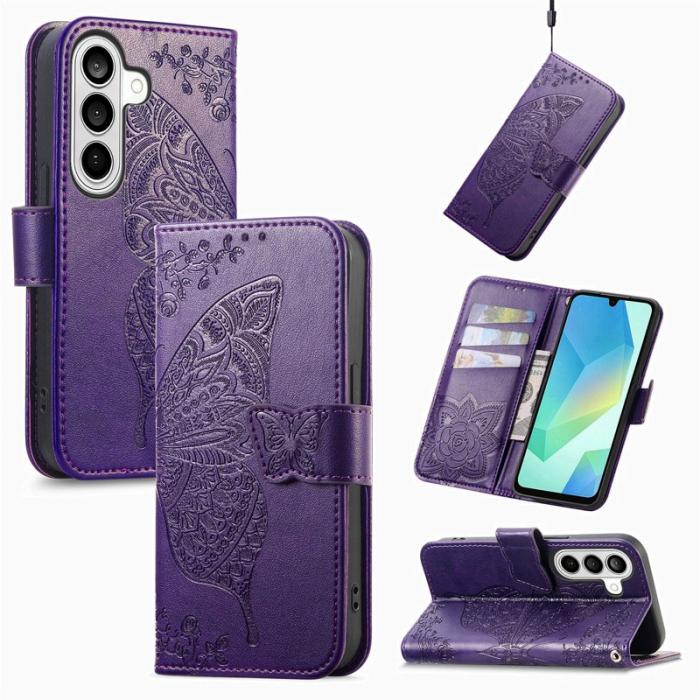 OEM - Plånboksfodral för Samsung Galaxy S26 Konstläder med rem - Mörklila