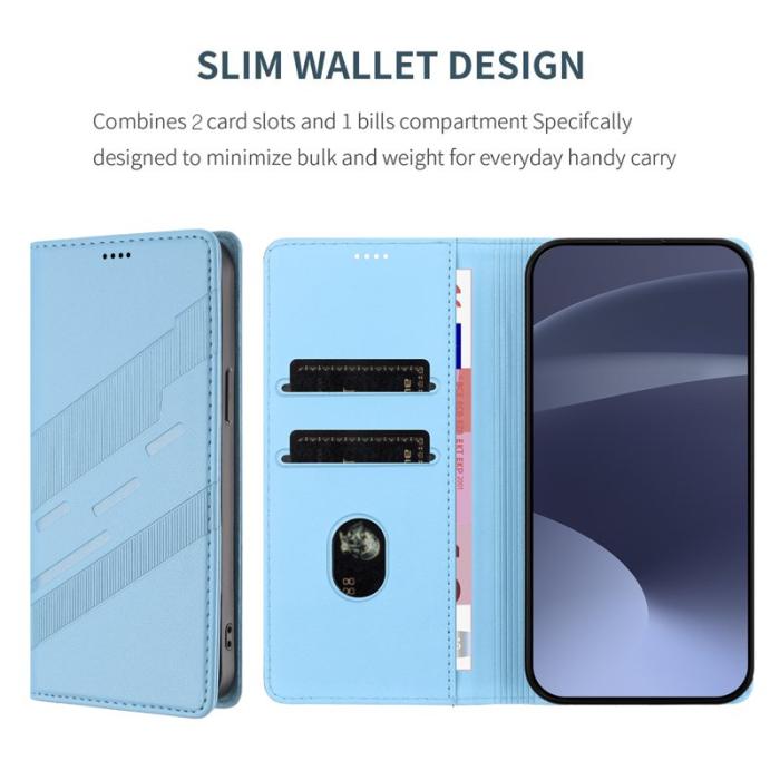 OEM - Plånboksfodral för Samsung Galaxy S26 Punkstil Ställ Konstläder - Ljusblå