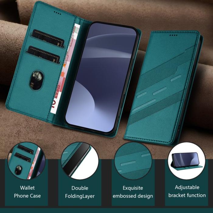 OEM - Plånboksfodral för Samsung Galaxy S26 Punkstil Ställ Konstläder - Mörkgrön