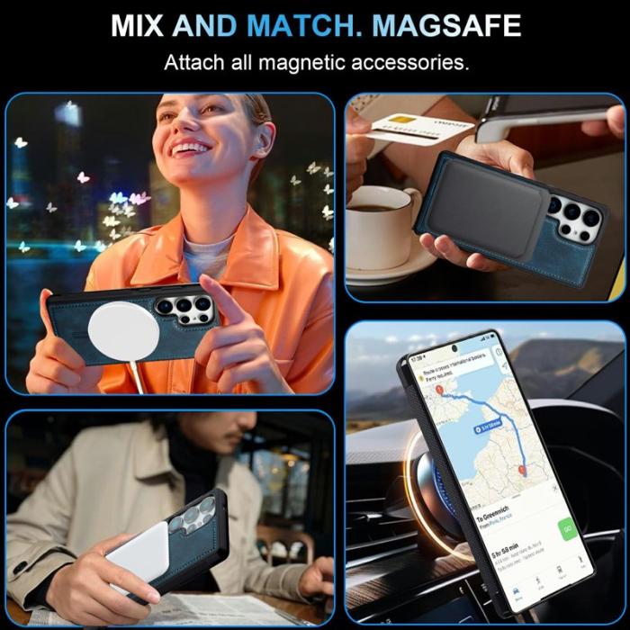 LC.imeeke - LC.IMEEKE Mobilskal för Samsung Galaxy S26 Ultra Magnetiskt Konstläder - Blå