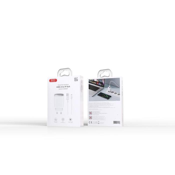 XO - XO Väggladdare 18W USB med Lightning Kabel QC CE19 - Vit