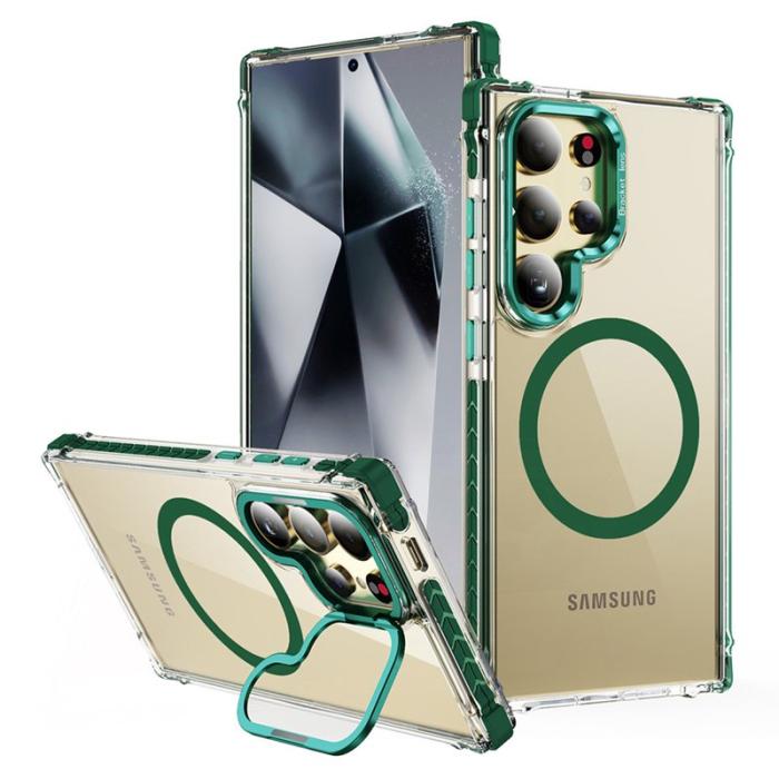 OEM - Mobilskal för Samsung Galaxy S26 Ultra Transparent med Kickstand - Grön