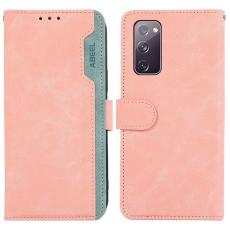 ABEEL - ABEEL Samsung Galaxy S20 FE Konstl&auml;der Pl&aring;nboksfodral RFID-Skydd - Rosa