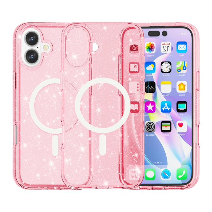 A-One Brand - iPhone 17 Mobilskal MagSafe Puderglitter - Rosa
