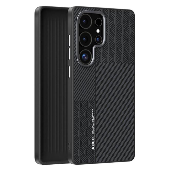 ABEEL - ABEEL Mobilskal till Samsung Galaxy S25 Ultra PC TPU Aluminium Läder - Textur 1