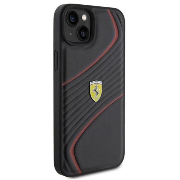 Ferrari - Ferrari iPhone 15 Plus Mobilskal Twist Metal Logo - Svart