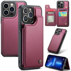 Caseme - CASEME C22 iPhone 13 Pro Max Fodral KonstL&auml;der RFID-Skydd- R&ouml;d