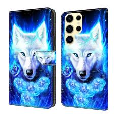 OEM - Samsung Galaxy S26 Ultra Pl&aring;nboksfodral Konstl&auml;der M&ouml;nster - Vit Varg