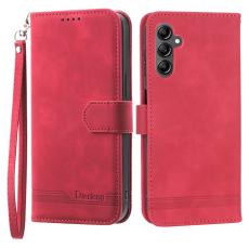DIERFENG - DIERFENG DF-03 Konstl&auml;der Pl&aring;nboksfodral St&auml;ll f&ouml;r Samsung Galaxy A14 5G - R&ouml;d