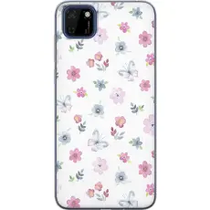 Gustaf - Mobilskal till Huawei Y5p med Blommor och fj&auml;rillar